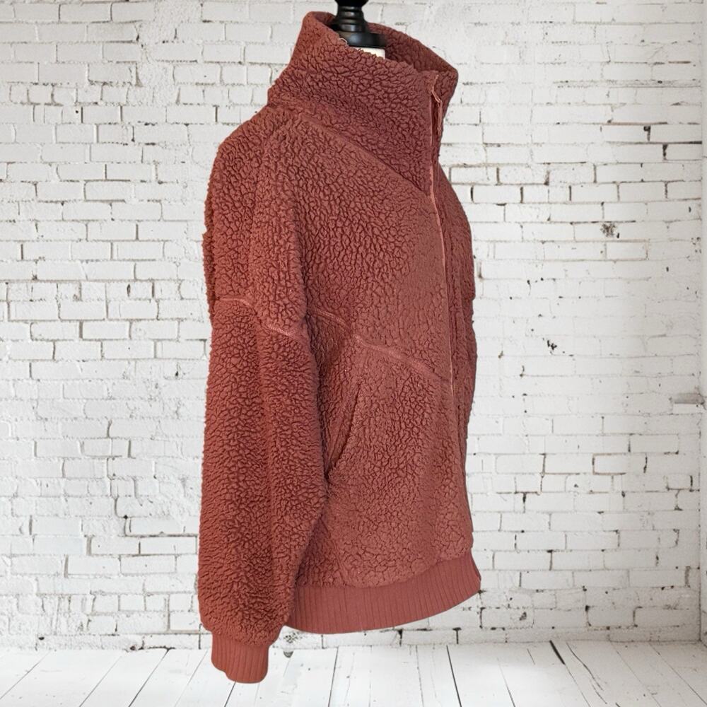 Prana Permafrost Jacket Fleece Zip Teddy Plush Ribbed Sz XL Deep Mauve Pink Warm - Picture 5 of 13